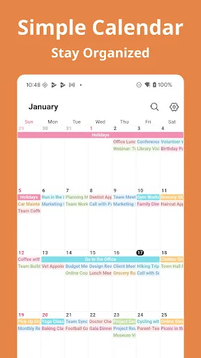 Simple Calendar ڈاؤن لوڈ کریں – شیڈول اور ریمائنڈر کے لیے بہترین ایپ - Screenshot 1