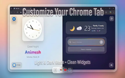 GNT: Glass New Tab ڈاؤن لوڈ کریں – iOS اسٹائل ڈیش بورڈ مفت - Screenshot 1