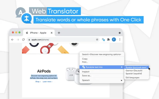 Translator – Select to Translate ڈاؤن لوڈ کریں – بہترین مفت ٹرانسلیشن ایکسٹینشن - Screenshot 1