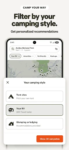Hipcamp ڈاؤن لوڈ کریں – کیمپنگ اور RV ریزورٹس بکنگ ایپ - Screenshot 5